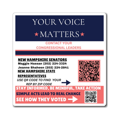 New Hampshire "Civic Engagement Made Easy – Find & Contact Your Reps Magnet"