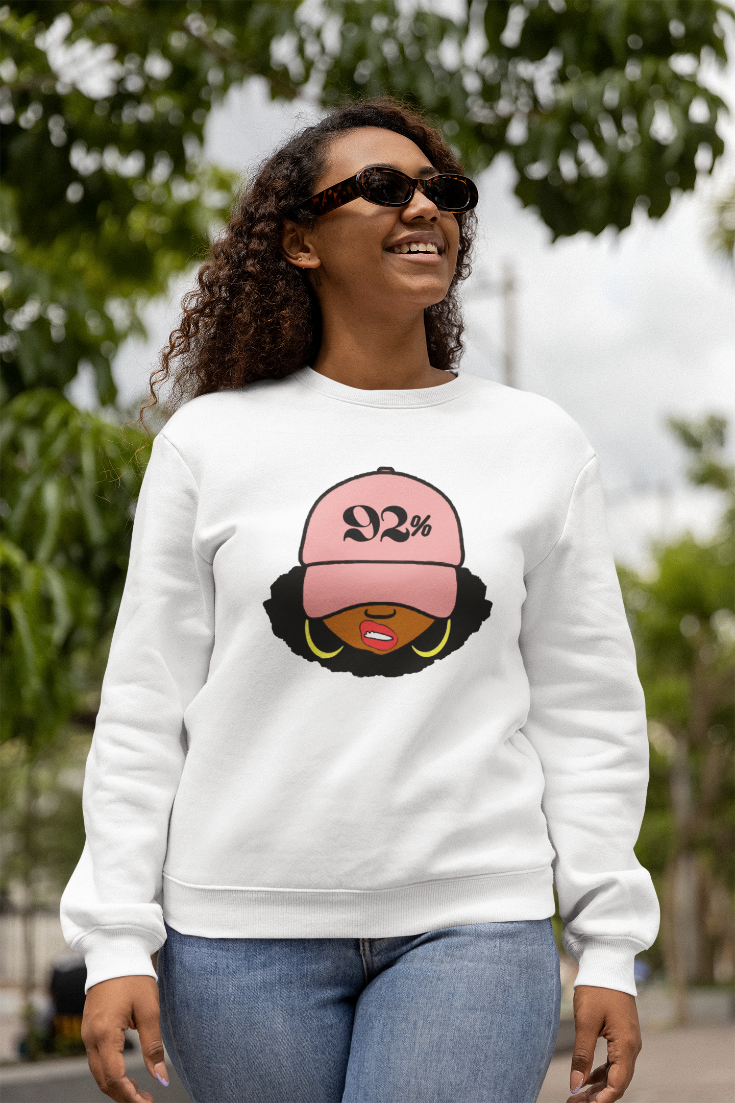 The 92% Should Represent, Black Woman Unisex Crewneck Sweatshirt - Trendy Graphic Sweatshirt for Empowerment and Style