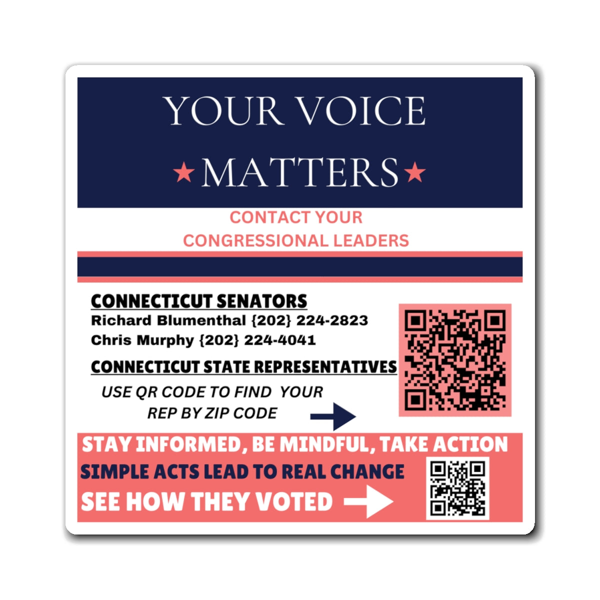 Connecticut "Civic Engagement Made Easy – Find & Contact Your Reps Magnet"